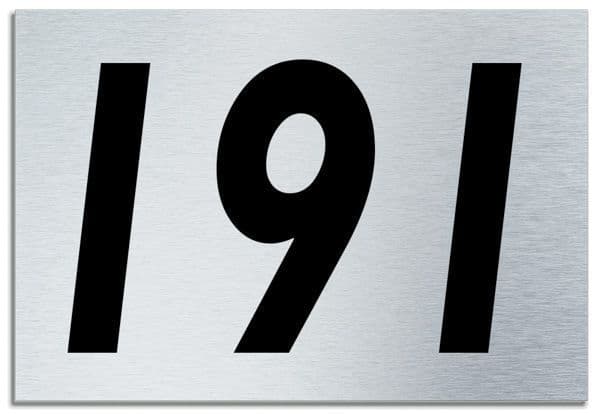 Number 191 Contemporary House Plaque | Brusher Aluminium modern door sign