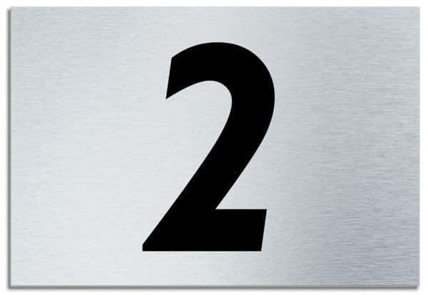 Number 2 Contemporary House Plaque | Brusher Aluminium modern door sign