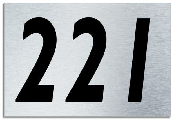 Number 221 Contemporary House Plaque Brusher Aluminium modern door sign Number 221 Contemporary House Plaque Brusher Aluminium modern door sign
