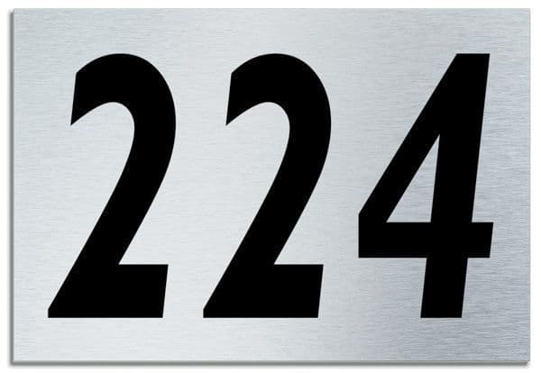 Number 224 Contemporary House  Plaque | Brusher Aluminium modern door sign