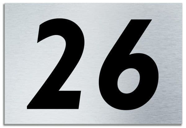 Number 26 Contemporary House Plaque | Brusher Aluminium modern door sign