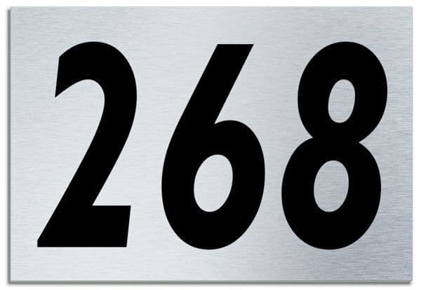 Number 268 Contemporary House Plaque Brusher Aluminium modern door sign