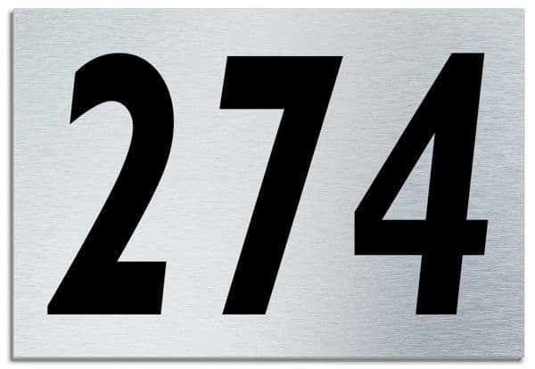 Number 274 Contemporary House  Plaque | Brusher Aluminium modern door sign