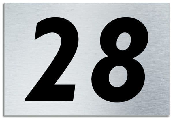 Number 28 Contemporary House  Plaque | Brusher Aluminium modern door sign