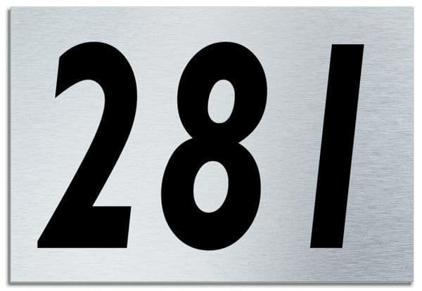 Number 281 Contemporary House  Plaque | Brusher Aluminium modern door sign
