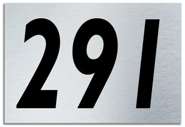 Number 291 Contemporary House  Plaque | Brusher Aluminium modern door sign