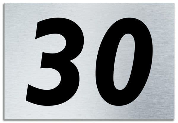 Number 30 Contemporary House Plaque | Brusher Aluminium modern door sign