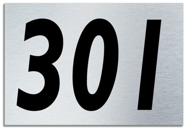 Number 301 Contemporary House  Plaque | Brusher Aluminium modern door sign