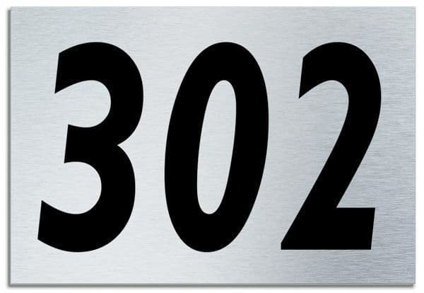 Number 302 Contemporary House  Plaque | Brusher Aluminium modern door sign