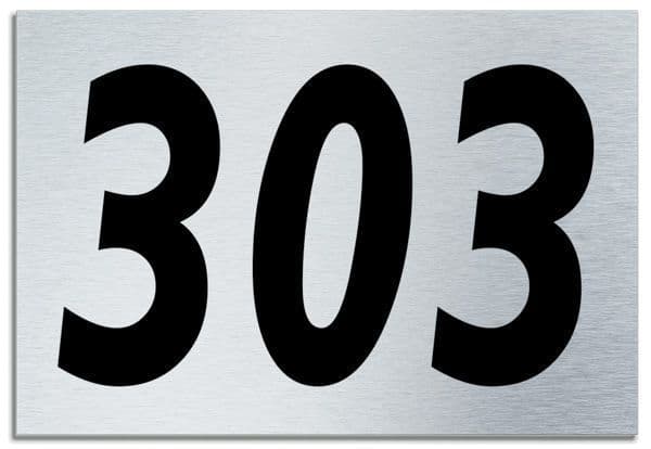 Number 303 Contemporary House  Plaque | Brusher Aluminium modern door sign