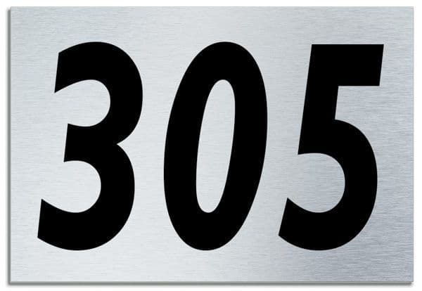Number 305 Contemporary House  Plaque | Brusher Aluminium modern door sign