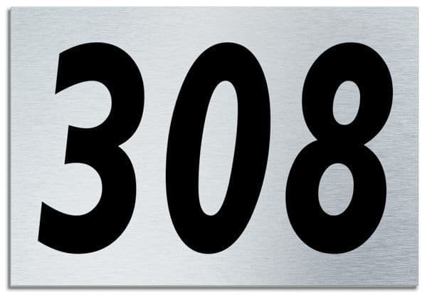 Number 308 Contemporary House  Plaque | Brusher Aluminium modern door sign