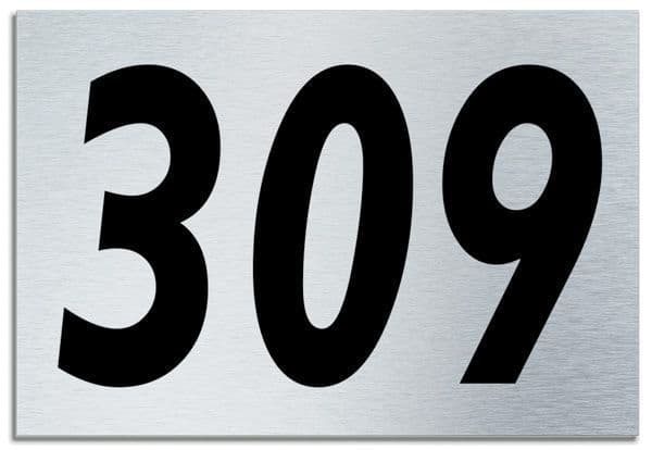 Number 309 Contemporary House  Plaque | Brusher Aluminium modern door sign