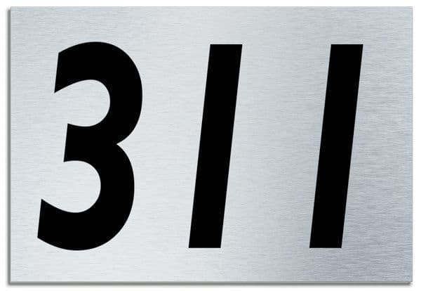 Number 311 Contemporary House  Plaque | Brusher Aluminium modern door sign