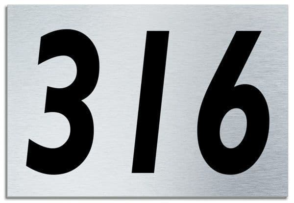 Number 316 Contemporary House  Plaque | Brusher Aluminium modern door sign