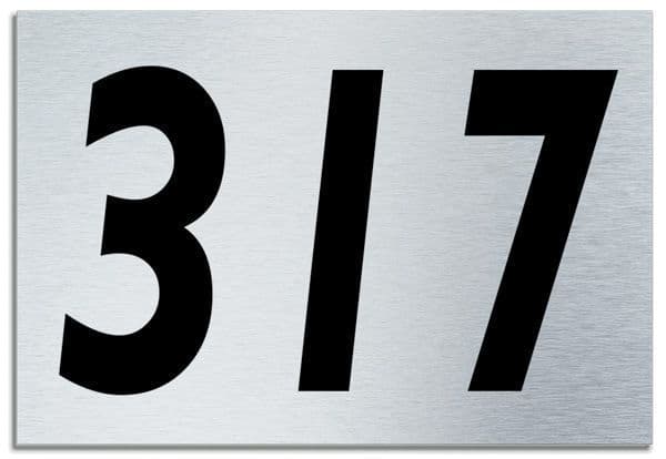 Number 317 Contemporary House  Plaque | Brusher Aluminium modern door sign