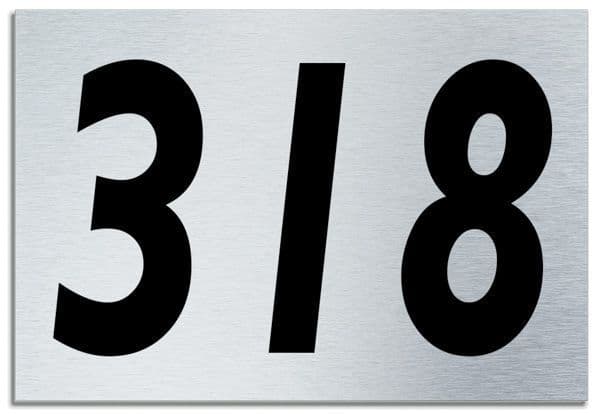 Number 318 Contemporary House  Plaque | Brusher Aluminium modern door sign