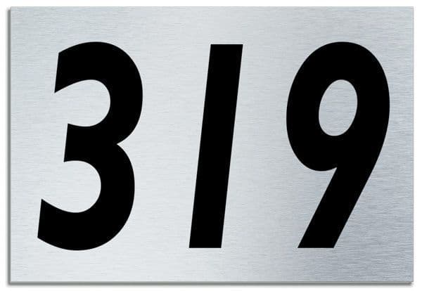 Number 319 Contemporary House  Plaque | Brusher Aluminium modern door sign