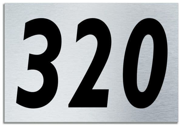 Number 320 Contemporary House  Plaque | Brusher Aluminium modern door sign