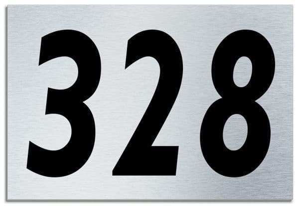 Number 328 Contemporary House  Plaque | Brusher Aluminium modern door sign