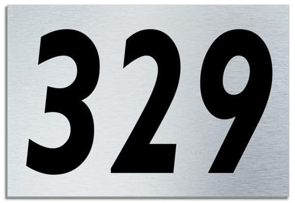 Number 329 Contemporary House  Plaque | Brusher Aluminium modern door sign