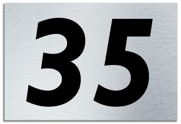 Number 35 Contemporary House Plaque Brusher Aluminium modern door sign