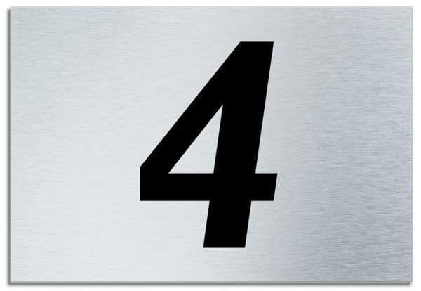 Number 4 Contemporary House Plaque | Brusher Aluminium modern door sign