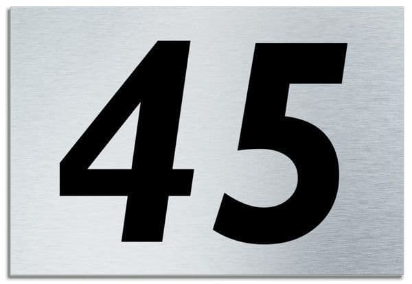 Number 45 Contemporary House Plaque Brusher Aluminium modern door sign