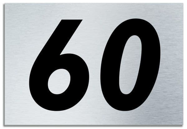 Number 60 Contemporary House Plaque Brusher Aluminium modern door sign