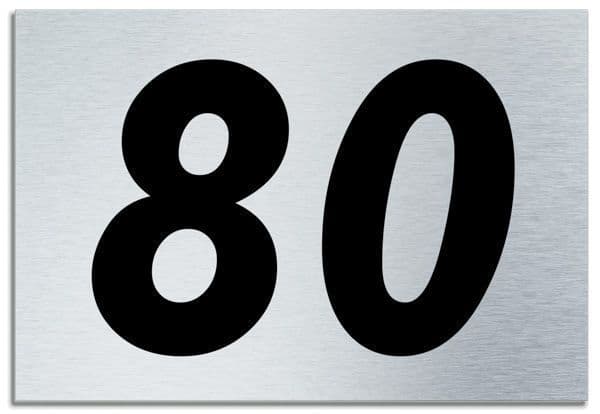Number 80 Contemporary House Plaque Brusher Aluminium modern door sign