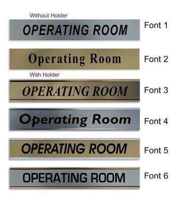 Operating Room Door Nameplate | slide in or fixed room sign