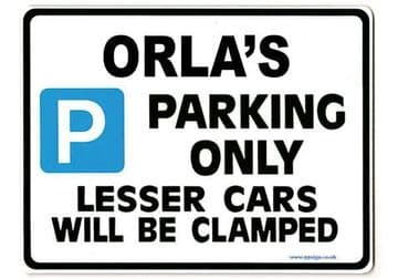 ORLA'S Personalised Parking Sign Gift | Unique Car Present for Her | Size Large - Metal faced