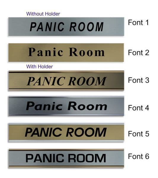 Panic Room Door Nameplate | slide in or fixed room sign