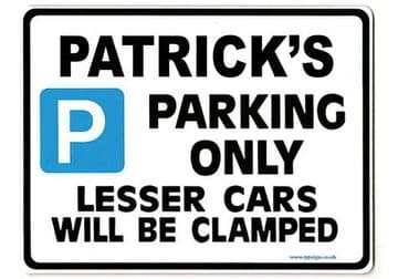 PATRICK'S Personalised Gift |Unique Present for Him | Parking Sign - Size Large - Metal faced