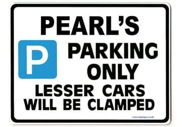 PEARL'S Personalised Parking Sign Gift | Unique Car Present for Her | Size Large - Metal faced