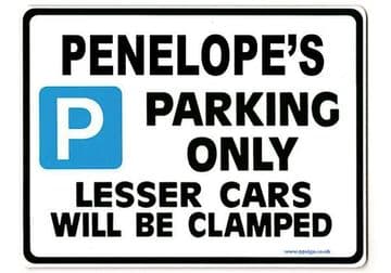 PENELOPE'S Personalised Parking Sign Gift | Unique Car Present for Her | Size Large - Metal faced