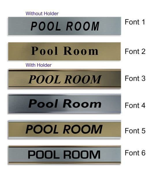 Pool Room Door Nameplate | slide in or fixed room sign