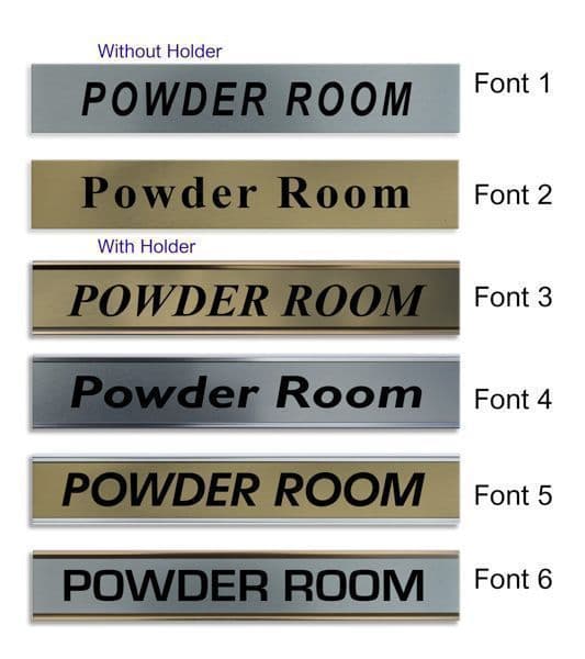 Powder Room Door Nameplate | slide in or fixed room sign