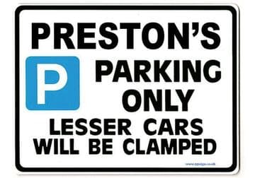 PRESTON'S Personalised Gift |Unique Present for Him | Parking Sign - Size Large - Metal faced