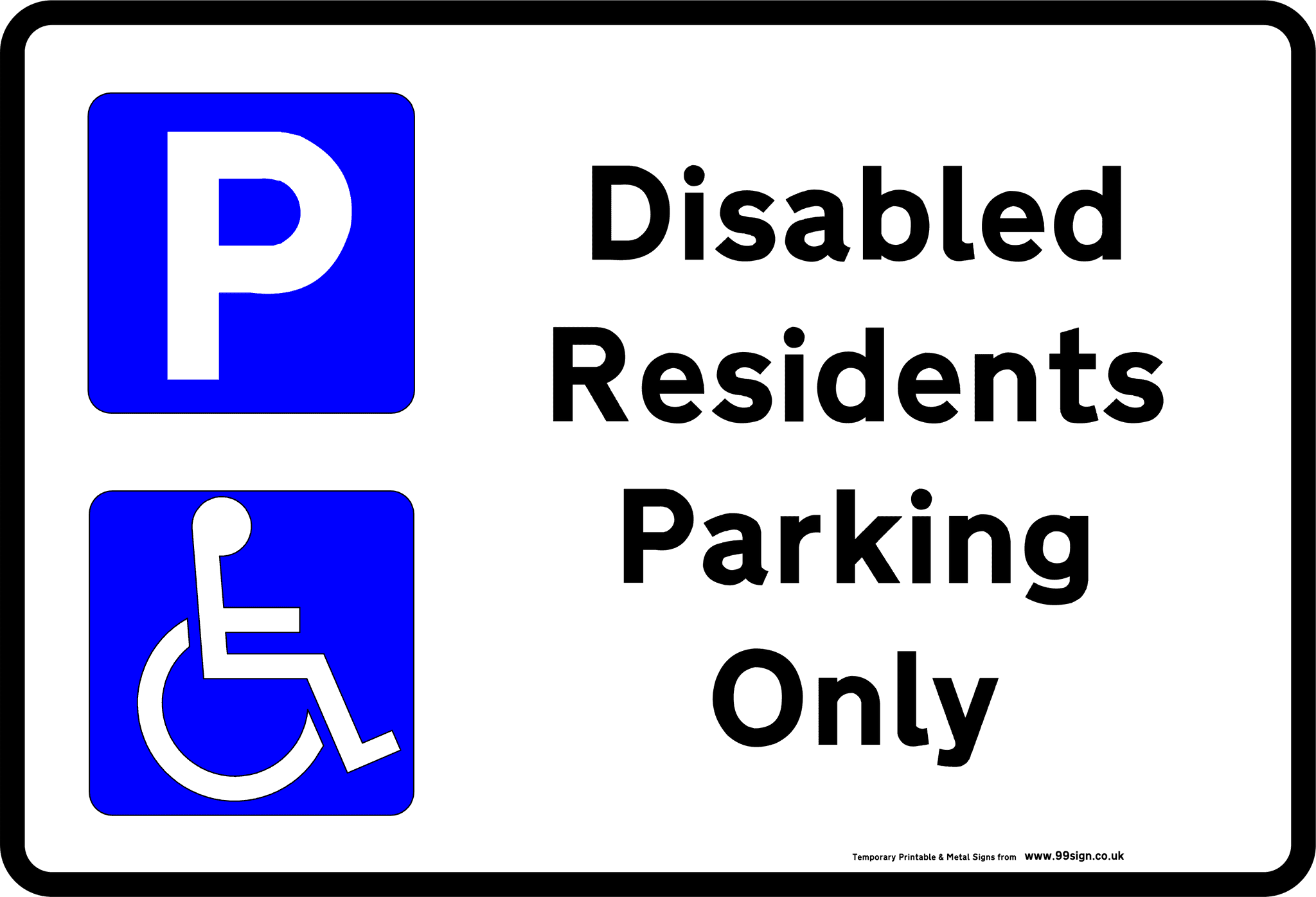 Printable Disabled Parking Sign free template for Residents clip art or
