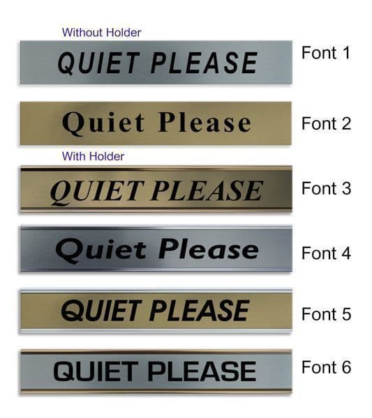 Quiet Please Door Nameplate | slide in or fixed room sign