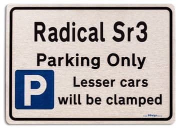 Radical Sr3 Car Owners Gift| New Parking only Sign | Metal face Brushed Aluminium Radical Sr3 Model