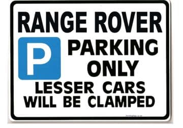 Range Rover Parking Sign-Gift for v8 4.6 hse tdi 300 models- Size Large 205 x 270mm