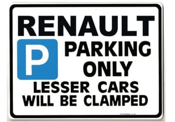 RENAULT Car Parking Sign - Gift for 5 Clio ESPACE MEGANE models - Size Large 205 x 270mm
