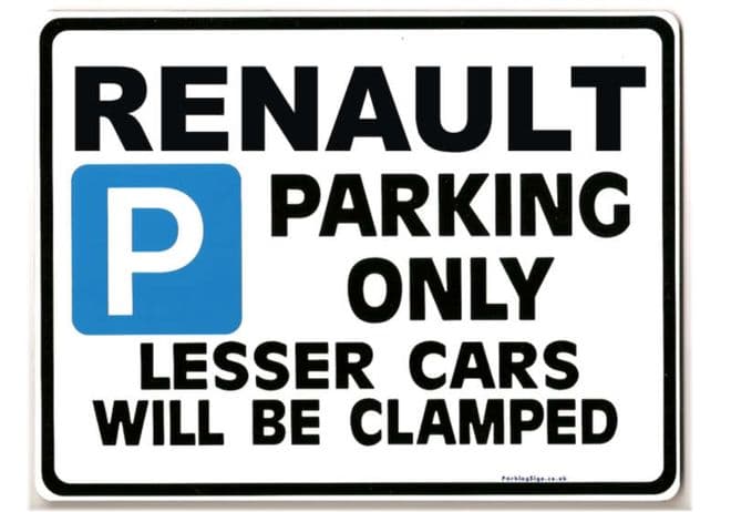 RENAULT Car Parking Sign - Gift for 5 Clio ESPACE MEGANE models - Size Large 205 x 270mm