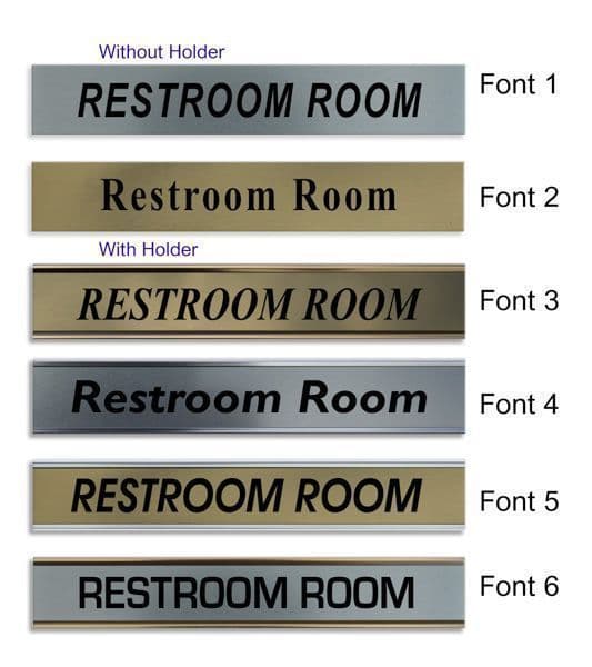 Restroom Room Door Nameplate | slide in or fixed room sign