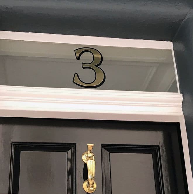Reverse Cut Gold leaf style Fanlight Numbers for inside glass fitting