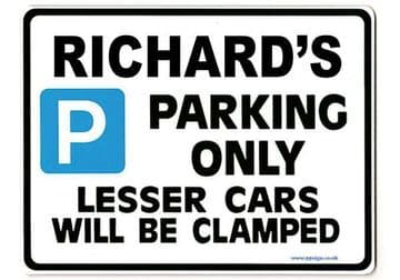RICHARD'S Personalised Gift |Unique Present for Him | Parking Sign - Size Large - Metal faced