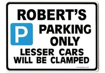 ROBERT'S Personalised Gift |Unique Present for Him | Parking Sign - Size Large - Metal faced