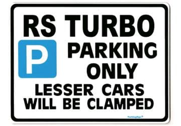 RS TURBO Large Sign for escort s1 s2 series 1 2 3 s3
